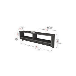 Portmanto Duvar Askılığı Elbise Askılığı Raflı Duvar Askılığı 120 Cm Antrasit