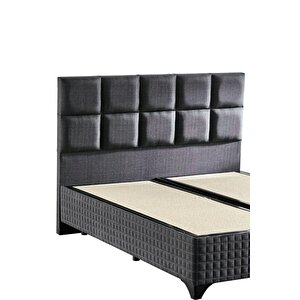 Star Baza Ve Başlık Seti 160x200 Cm Çift Kişilik Antrasit Keten Kumaşlı Lüks Baza Ve Başlık Takımı