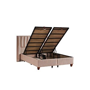 Hades Lüks Baza Ve Başlık Seti 120x200 Cm Tek Kişilik Baza Ve Başlık Takımı Krem Özel Kumaş