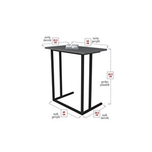 Bofigo Metal Ayaklı Laptop Sehpası Kahvaltı Masası Çalışma Sehpası Antrasit