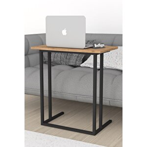 Metal Ayaklı Laptop Sehpası Kahvaltı Masası Çalışma Sehpası Çam