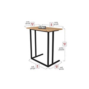 Bofigo Metal Ayaklı Laptop Sehpası Kahvaltı Masası Çalışma Sehpası Çam