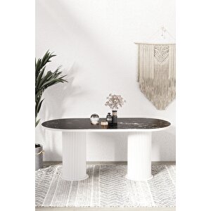Kiev Ptt Lake Mdf Beyaz Ayakli 80x160 Mutfak Masasi Yemek Masasi