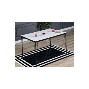 Beren Yemek Masası Takımı-mutfak Masası Takımı-beyaz 80x120 Oval Kenar