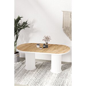 Kiev Ptt Lake Mdf Beyaz Ayakli 80x180 Mutfak Masasi Yemek Masasi