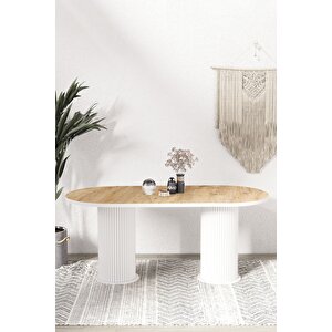 Kiev Ptt Lake Mdf Beyaz Ayakli 80x180 Mutfak Masasi Yemek Masasi