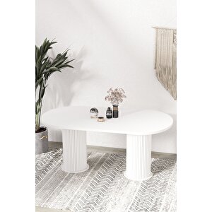 Kiev Ptt Lake Mdf Beyaz Ayakli 80x140 Mutfak Masasi Yemek Masasi