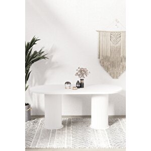 Kiev Ptt Lake Mdf Beyaz Ayakli 80x140 Mutfak Masasi Yemek Masasi
