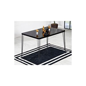 Beren Yemek Masası Takımı-mutfak Masası -siyah Mermer Desenli 80x120
