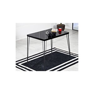 Zeyra Yemek Masası Takımı-mutfak Masası Takımı-siyah Mermer 70x110 Oval Kenar