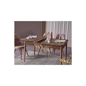 Lotus Yemek Masası Mutfak Masası Açılır Masa Takımı Cappucino 4 Sandalyeli