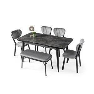 Yakamoz Banklı Mdf Mutfak Masa Sandalye Takımı 80x130cm