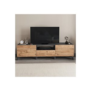 Tv Ünitesi 160 Cm Tv Sehpası Düşer Kapaklı Tv Ünitesi Televizyon Sehpası Antrasit-çam
