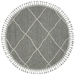 Elit 02 Gri Bukle Halı Hav Toz Vermez Antre Mutfak Halısı Etnik Örgü Desen yuvarlak halı 120x120 cm