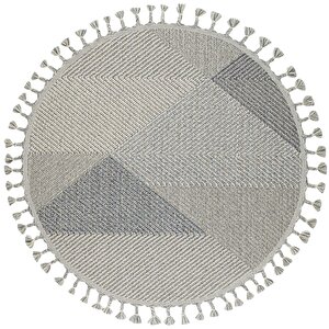 Elit 08 Gri Bukle Halı Hav Toz Vermez Antre Mutfak Halısı Etnik Örgü Desen yuvarlak halı 200x200 cm