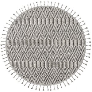 Elit 01 Gri Bukle Halı Hav Toz Vermez Antre Mutfak Halısı Etnik Örgü Desen yuvarlak halı 120x120 cm