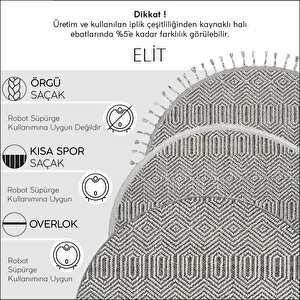 Cool Halı Elit 01 Gri Bukle Halı Hav Toz Vermez Antre Mutfak Halısı Etnik Örgü Desen yuvarlak halı