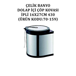 Çelik Banyo Dolap İçi Çöp Kovası İpli 16x27cm 430 (model No: 70-159)