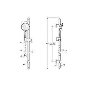 Vitra Shine Round A45628wsa 3f Sürgülü El Duşu Takımı, Krom
