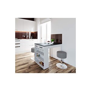 Infınıty Mutfak Adası Mutfak Masası Beyaz-antrasit-120 Cm