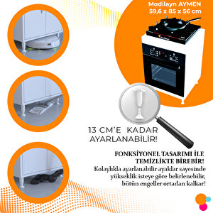 Aymen 59,6 X 85 X 56 Cm Set Ocak Ankastre Fırın Tezgah Yanı Hazır Mutfak Dolabı