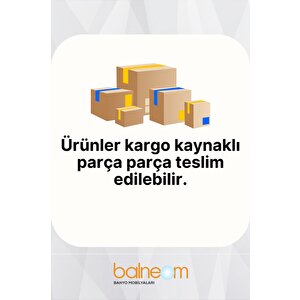 Erguvan Ant Demonte 100 Cm Banyo Dolabı Ayna Lavabo Boy Dolabı