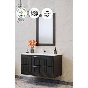 Erguvan Ant Demonte 100 Cm Banyo Dolabı Ayna Lavabo