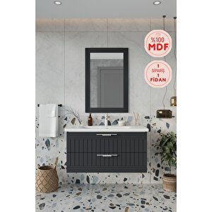 Erguvan Ant Demonte 100 Cm Banyo Dolabı Ayna Lavabo