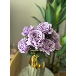 Yapay Çiçek 7li Gül Demeti 40*30cm 1.kalite Büyükboy Li̇la