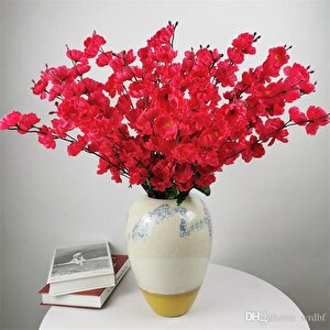 Yapay Çiçek Bahardalı Japon Kiraz Çiçeği 7 Dallı 57cm Kırmızı