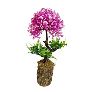Bonsai Dekoratif Yapay Ağaç Yarım Top Kafalı Lila Bonzai 30cm