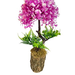 Bonsai Dekoratif Yapay Ağaç Yarım Top Kafalı Lila Bonzai 30cm