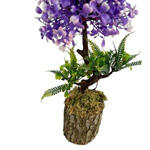Bonsai Dekoratif Yapay Ağaç Yarım Top Kafalı Mor Bonzai 30cm
