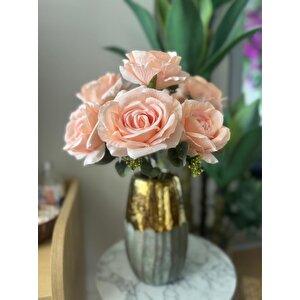 Yapay Çiçek 7li Gül Demeti 40*30cm 1.kalite Büyükboy Yavruağzi