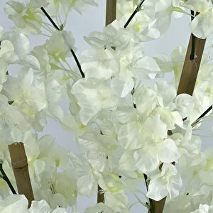 Yapay Ağaç Bambu Dalında Beyaz Bahardalı Ağacı 80 Cm Ağacı Japon Kiraz Çiçeği