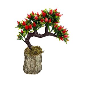 Bonsai Dekoratif Yapay Ağaç Kırmızı Kozalaklı Sedir Ağacı Bonzai 30cm