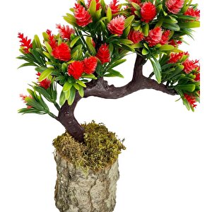 Bonsai Dekoratif Yapay Ağaç Kırmızı Kozalaklı Sedir Ağacı Bonzai 30cm