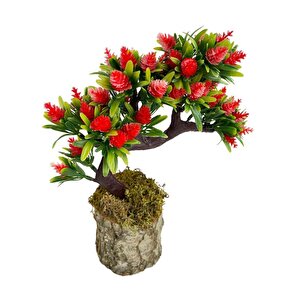 Bonsai Dekoratif Yapay Ağaç Kırmızı Kozalaklı Sedir Ağacı Bonzai 30cm