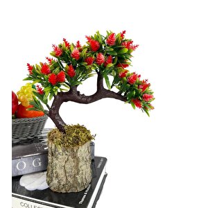Bonsai Dekoratif Yapay Ağaç Kırmızı Kozalaklı Sedir Ağacı Bonzai 30cm