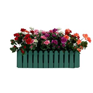 Yapay Çiçek Yeşil Çit Balkon Saksısı Renkli Açelya Çiçekli 55*20cm