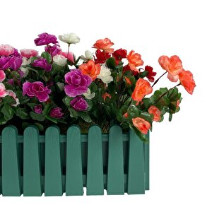 Yapay Çiçek Yeşil Çit Balkon Saksısı Renkli Açelya Çiçekli 55*20cm
