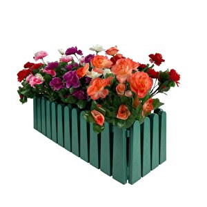 Yapay Çiçek Yeşil Çit Balkon Saksısı Renkli Açelya Çiçekli 55*20cm