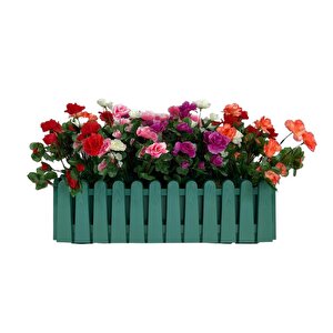 Yapay Çiçek Yeşil Çit Balkon Saksısı Renkli Açelya Çiçekli 55*20cm