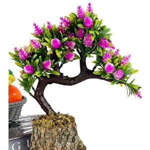 Bonsai Dekoratif Yapay Ağaç Pembe Kozalaklı Sedir Ağacı Bonzai 30cm