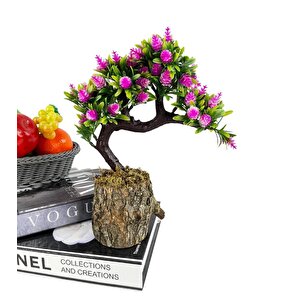 Bonsai Dekoratif Yapay Ağaç Pembe Kozalaklı Sedir Ağacı Bonzai 30cm