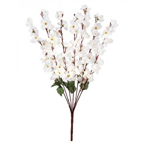 Yapay Çiçek Bahardalı Japon Kiraz Çiçeği 7 Dallı 57cm Beyaz