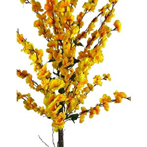 Yapay Ağaç Bahardalı Ağacı Sarı Japon Kiraz Çiçeği Sakura Çiçeği 127x70cm Siyah Plastik Saksılı
