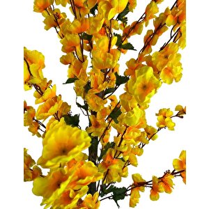 Yapay Ağaç Bahardalı Ağacı Sarı Japon Kiraz Çiçeği Sakura Çiçeği 127x70cm Siyah Plastik Saksılı