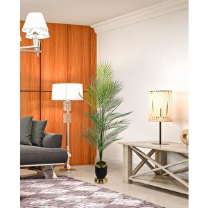 Yapay Ağaç Areka Ağacı Salon Bitkisi Siyah Gold Metal Vazoda 130 Cm 12 Yaprak