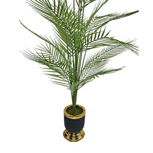 Yapay Ağaç Areka Ağacı Salon Bitkisi Siyah Gold Metal Vazoda 130 Cm 12 Yaprak